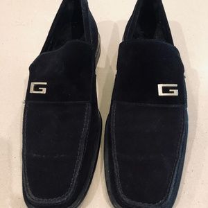 Vintage Gucci Mens black suede loafers